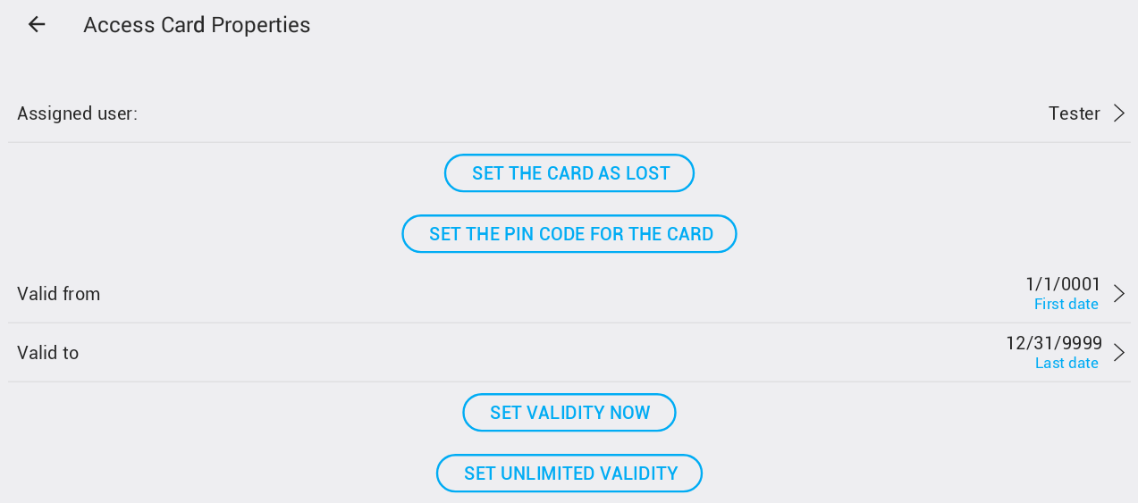 Właściwości karty dostępu