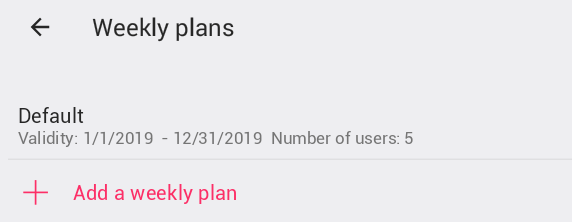 Plan tygodniowy z użytkownikiem