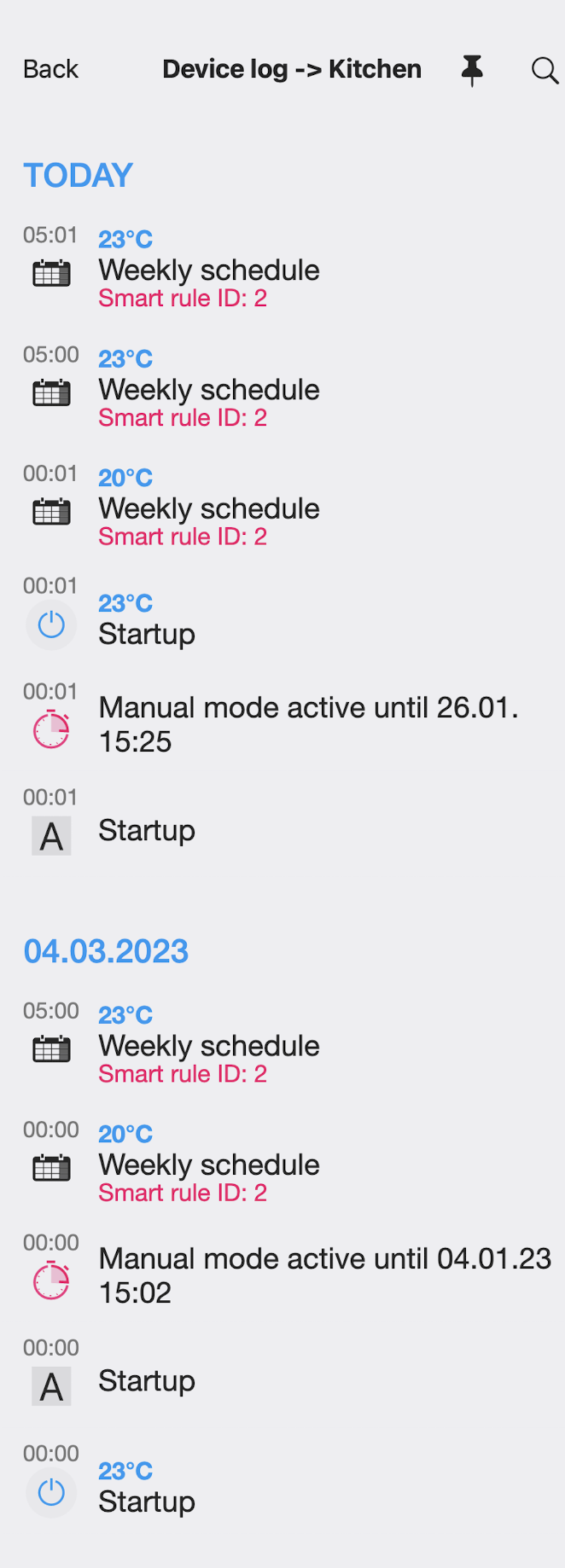 Geräteprotokoll zusammengeklappt