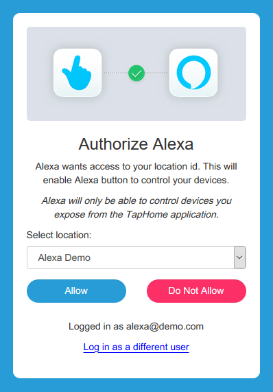 Strona zgody TapHome do wyboru instalacji