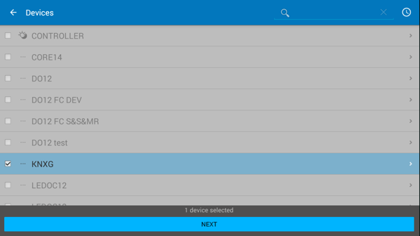 Wybór listy urządzeń