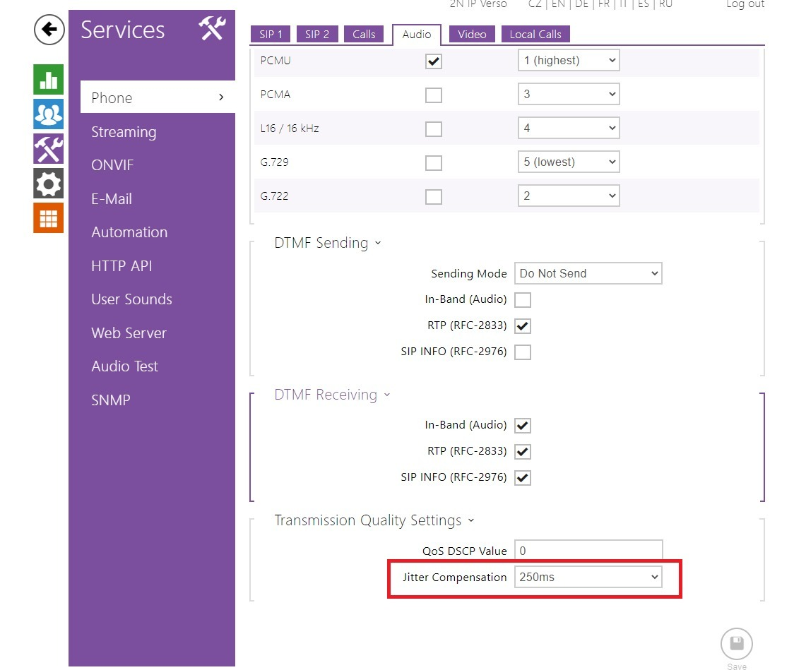 Compensazione jitter 2N